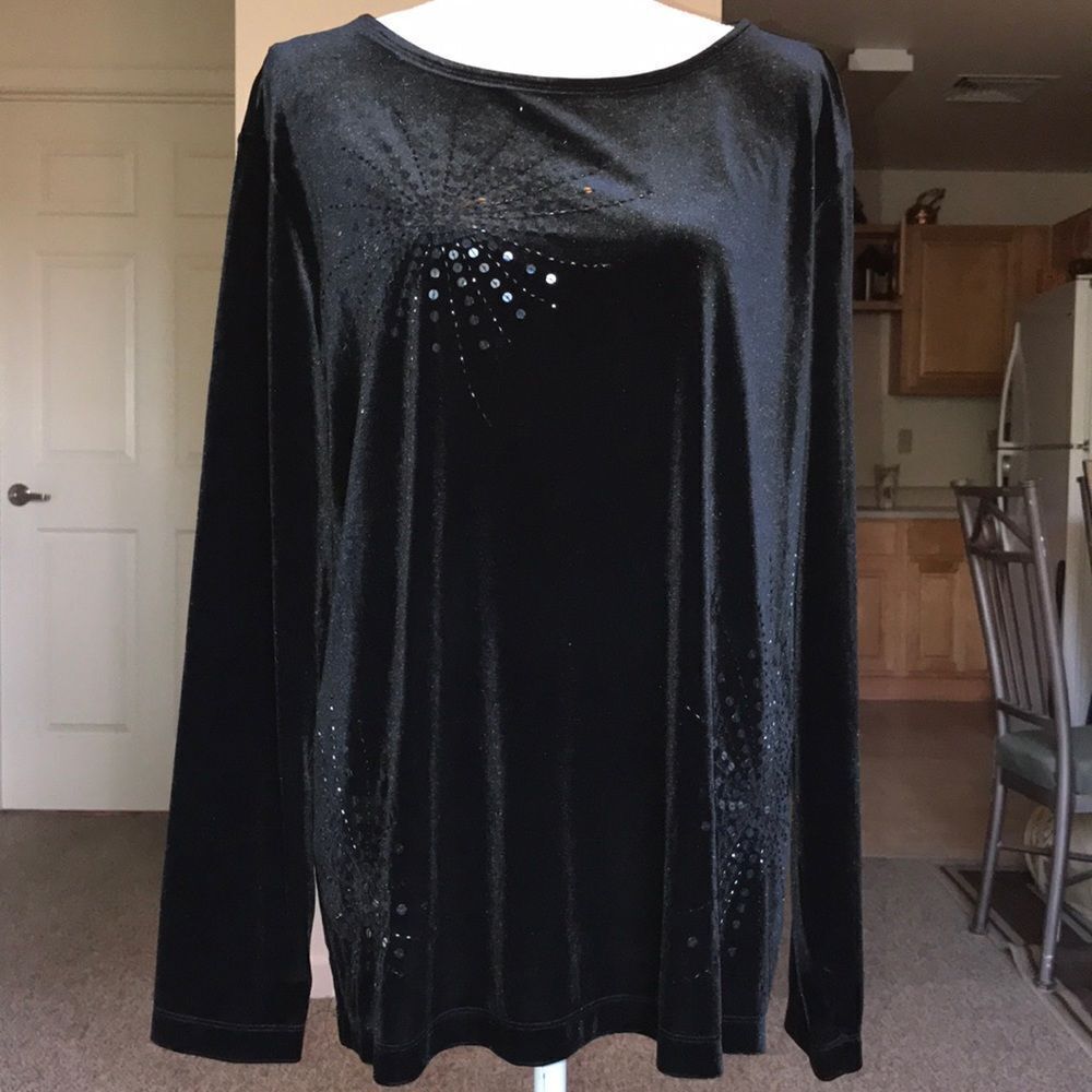Bechamel Sequins Velvet Black Blouse Size XL